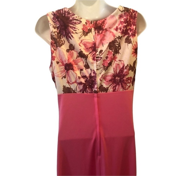 VTG 70’s Pink Floral Scoop Neck Straight Maxi Dress Sz. 6 Sleeveless Summer - Picture 4 of 5